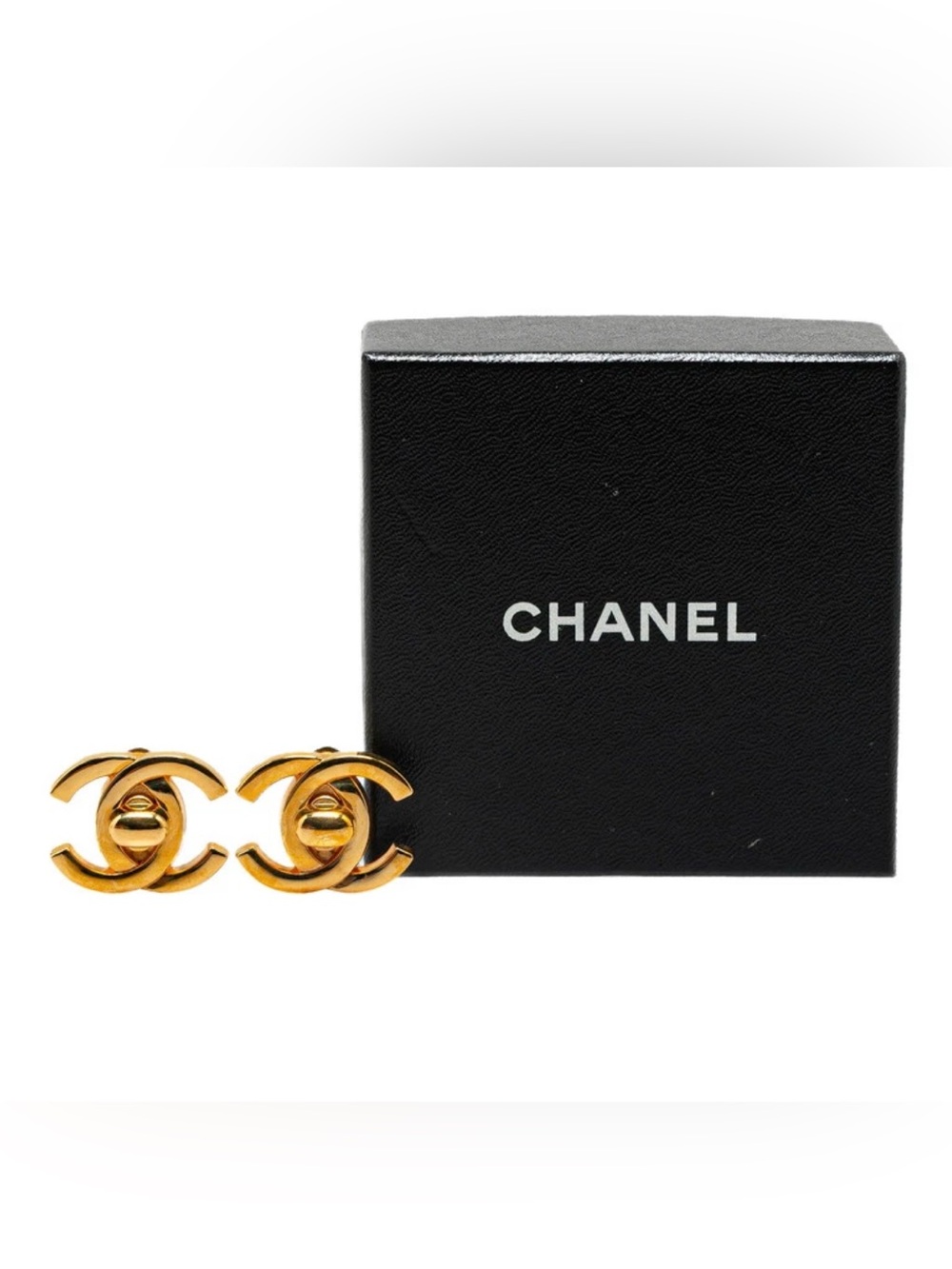 Pre loved Chanel CC Turnlock Earrings Clip-On Gold Large 96P